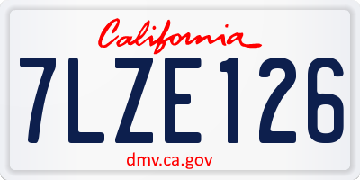 CA license plate 7LZE126