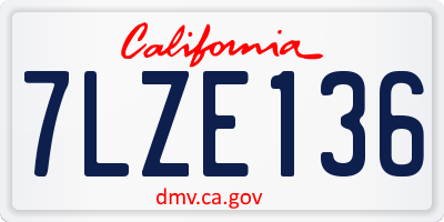 CA license plate 7LZE136