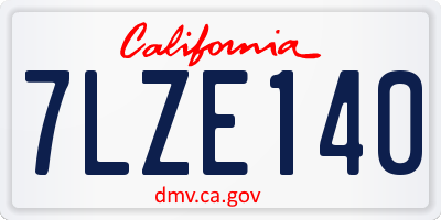 CA license plate 7LZE140