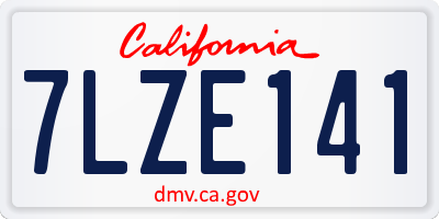 CA license plate 7LZE141