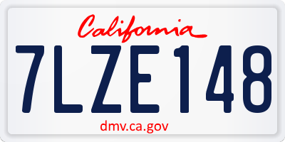 CA license plate 7LZE148