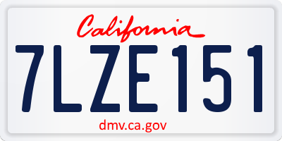 CA license plate 7LZE151