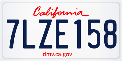 CA license plate 7LZE158
