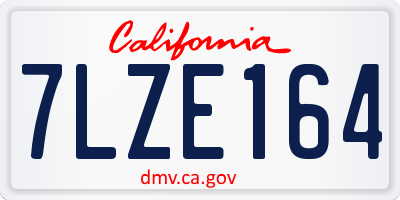 CA license plate 7LZE164