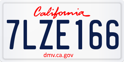 CA license plate 7LZE166