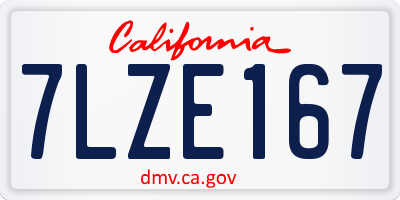 CA license plate 7LZE167