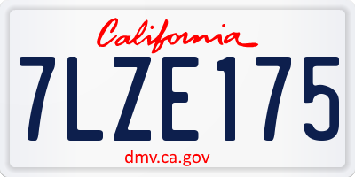 CA license plate 7LZE175