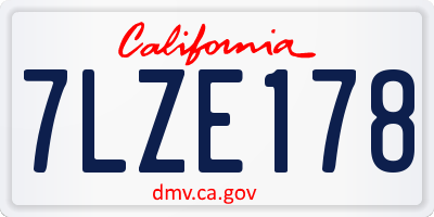 CA license plate 7LZE178