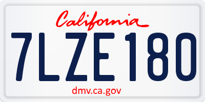 CA license plate 7LZE180