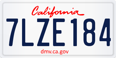 CA license plate 7LZE184