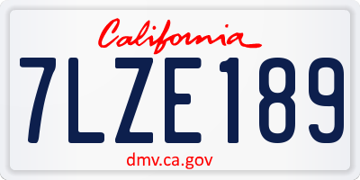 CA license plate 7LZE189