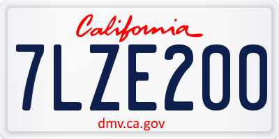 CA license plate 7LZE200