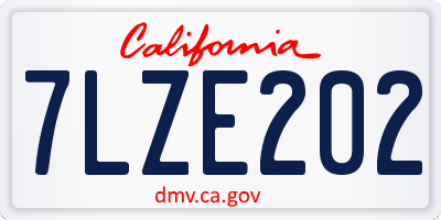 CA license plate 7LZE202