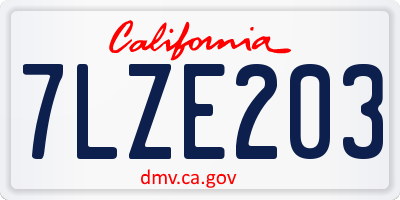 CA license plate 7LZE203