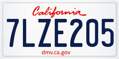 CA license plate 7LZE205