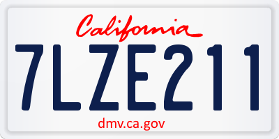 CA license plate 7LZE211