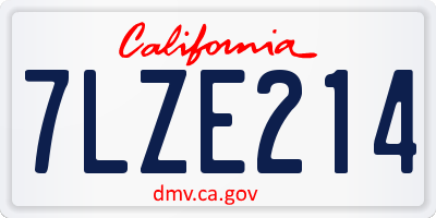 CA license plate 7LZE214