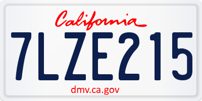 CA license plate 7LZE215