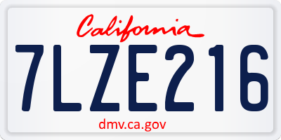 CA license plate 7LZE216