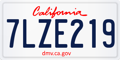 CA license plate 7LZE219
