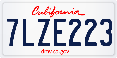 CA license plate 7LZE223