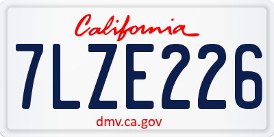 CA license plate 7LZE226
