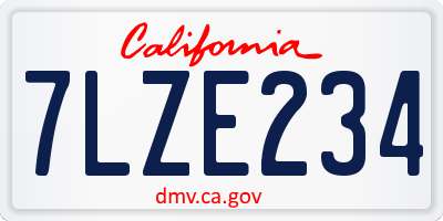 CA license plate 7LZE234