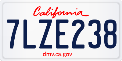 CA license plate 7LZE238
