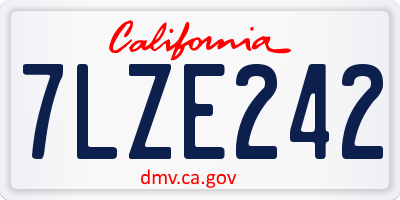 CA license plate 7LZE242