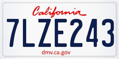 CA license plate 7LZE243