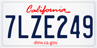 CA license plate 7LZE249
