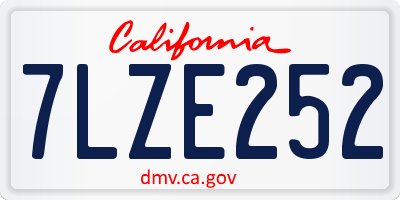 CA license plate 7LZE252
