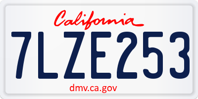 CA license plate 7LZE253