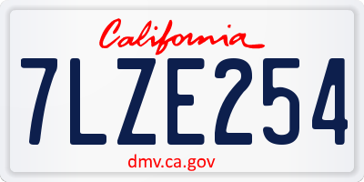 CA license plate 7LZE254