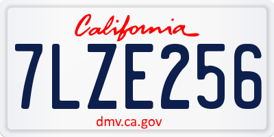 CA license plate 7LZE256