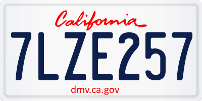 CA license plate 7LZE257
