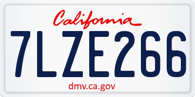 CA license plate 7LZE266
