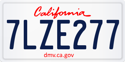 CA license plate 7LZE277