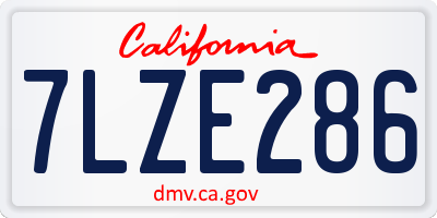 CA license plate 7LZE286