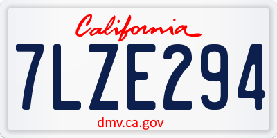 CA license plate 7LZE294