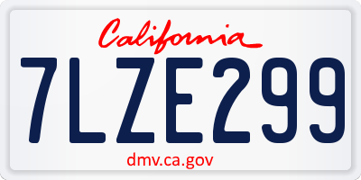 CA license plate 7LZE299