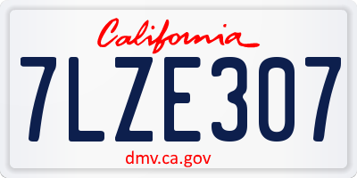 CA license plate 7LZE307