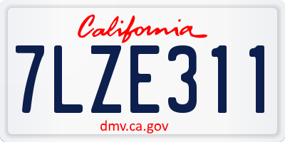 CA license plate 7LZE311
