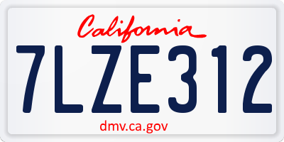 CA license plate 7LZE312