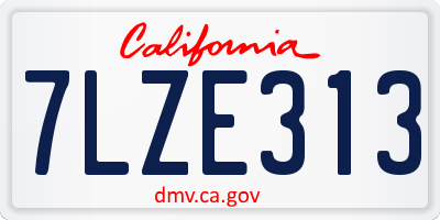 CA license plate 7LZE313