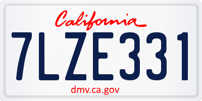 CA license plate 7LZE331