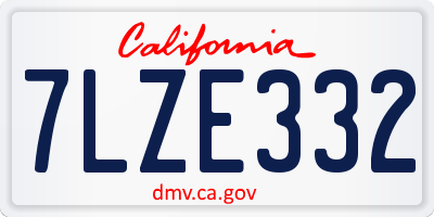 CA license plate 7LZE332
