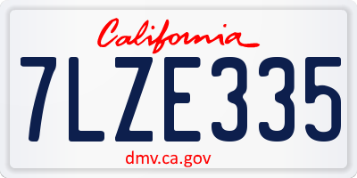 CA license plate 7LZE335
