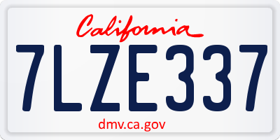 CA license plate 7LZE337