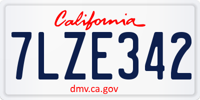 CA license plate 7LZE342
